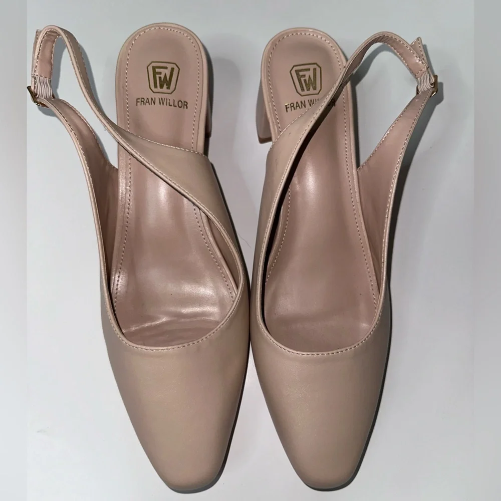 Fran Willor Chunky Heeled Slingback Shoes with Pointed Toe